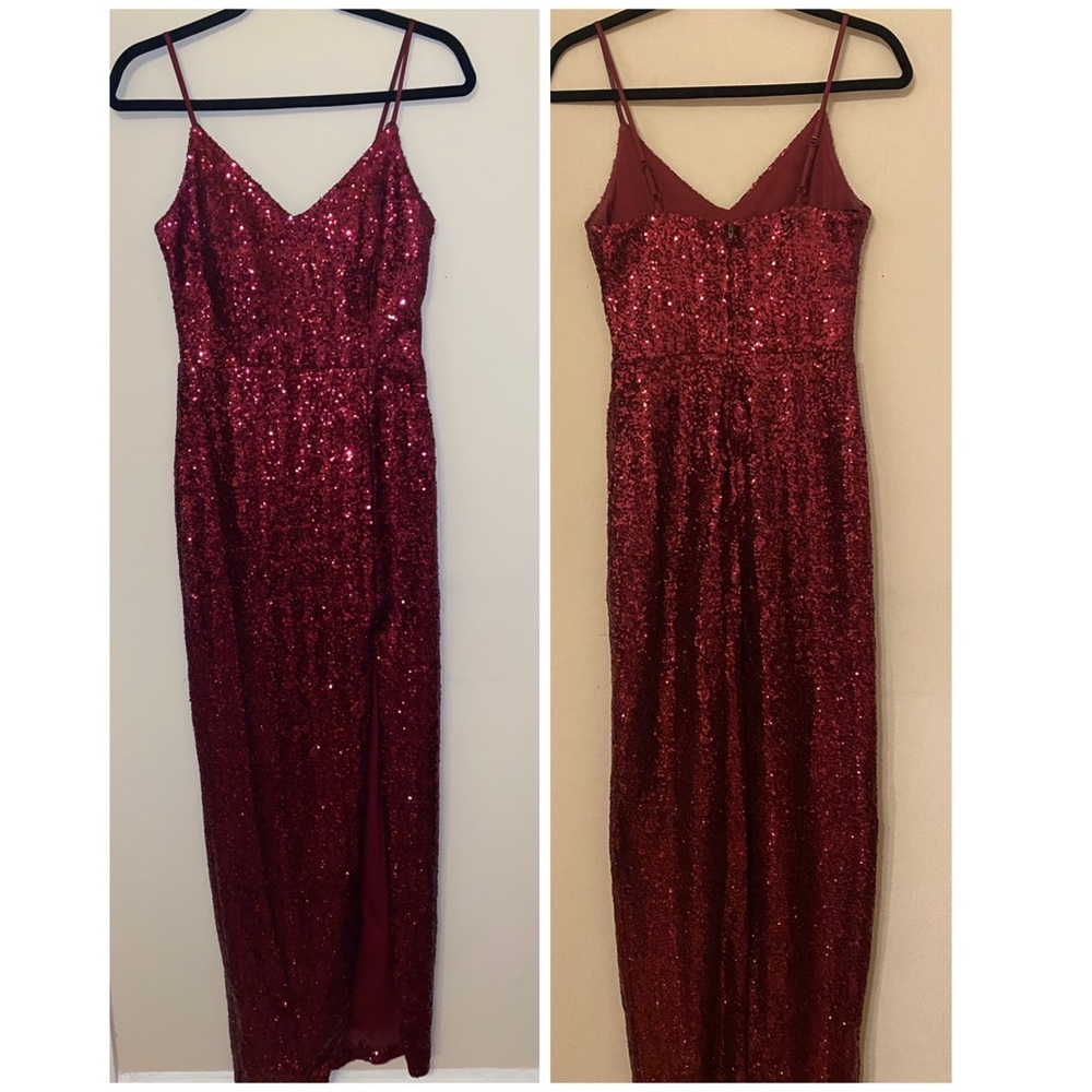Prom dress - red sparkly sequins - with leg slit
